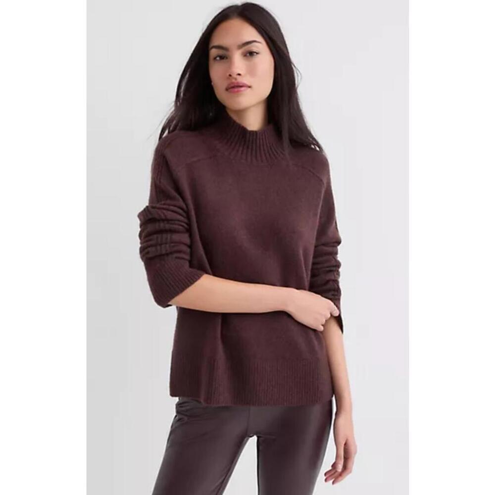 NWT Ann Taylor LOFT Modern Mock Neck Sweater Brown Women's Large
